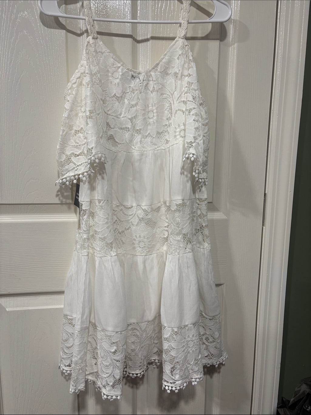 Robbie Bee White Lace Tiered Sundress